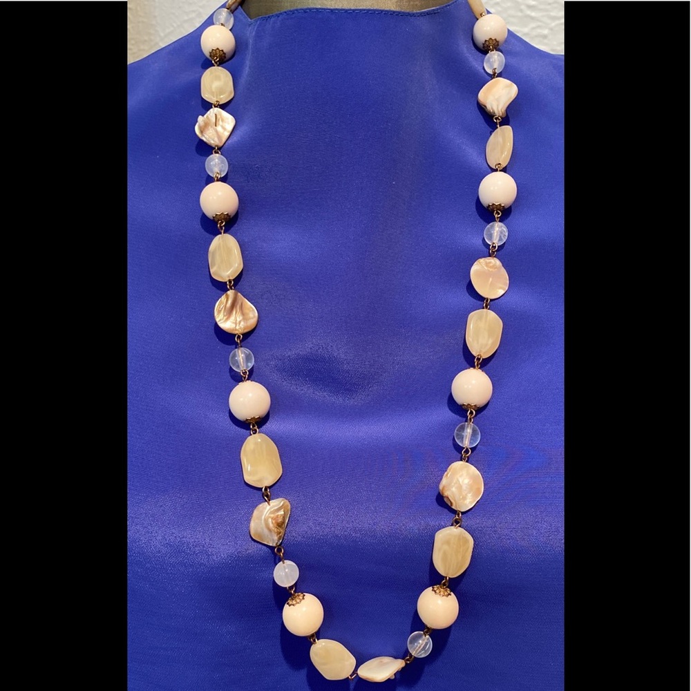 Cream Beads & MOP Pieces 30.5” Necklace